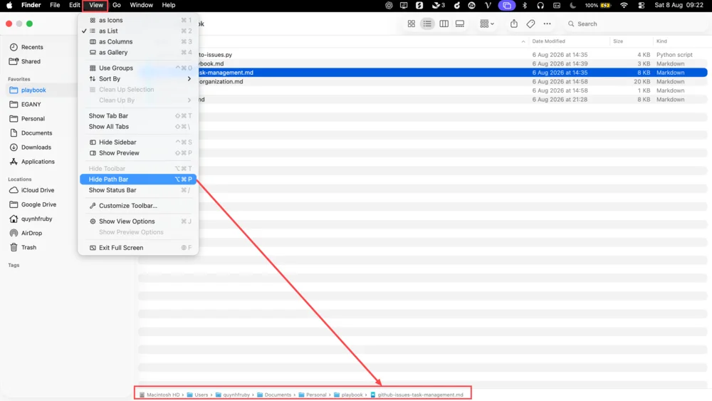 Finder View menu